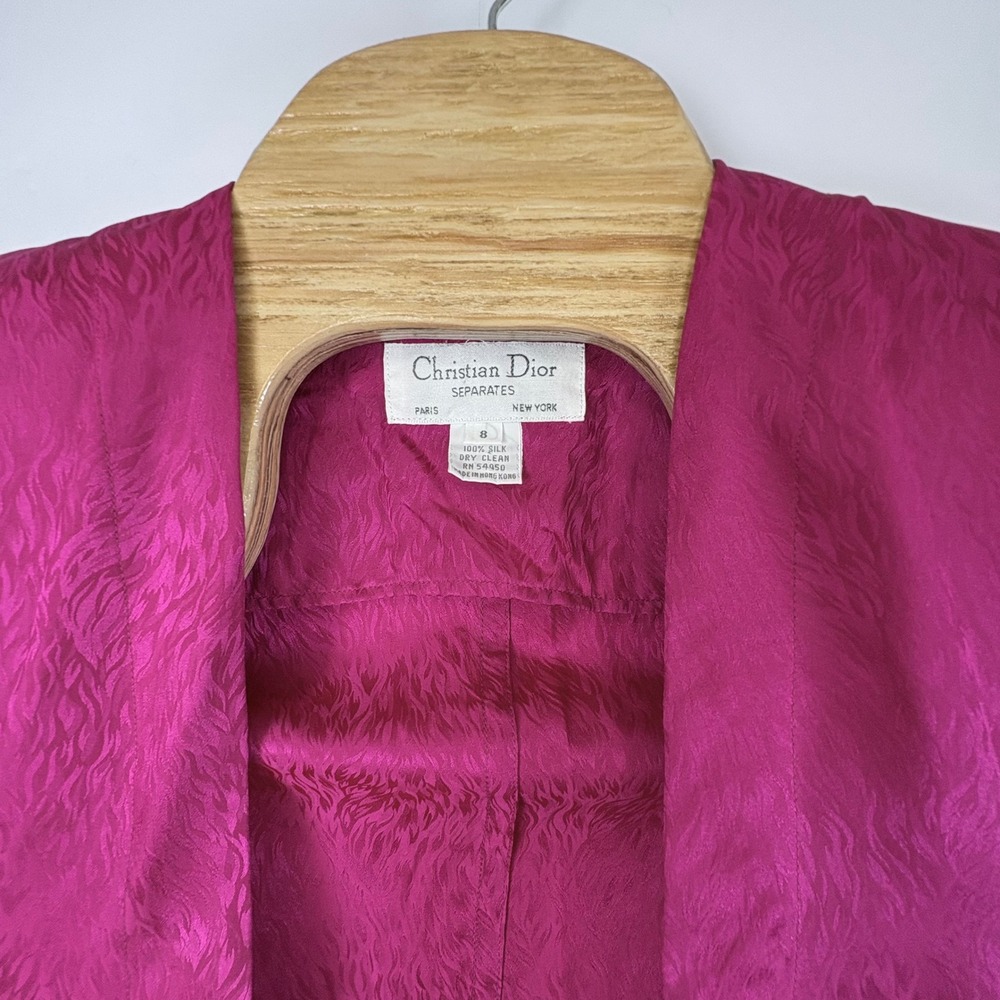 Vintage Christian Dior Separates Paris New York Silk Open Front Blazer 1980s Sz8